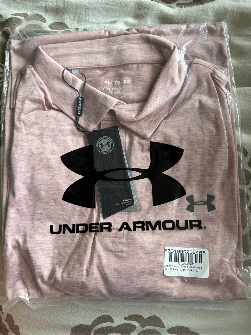 Under Armour Heathered Light Pink Polo Shirt